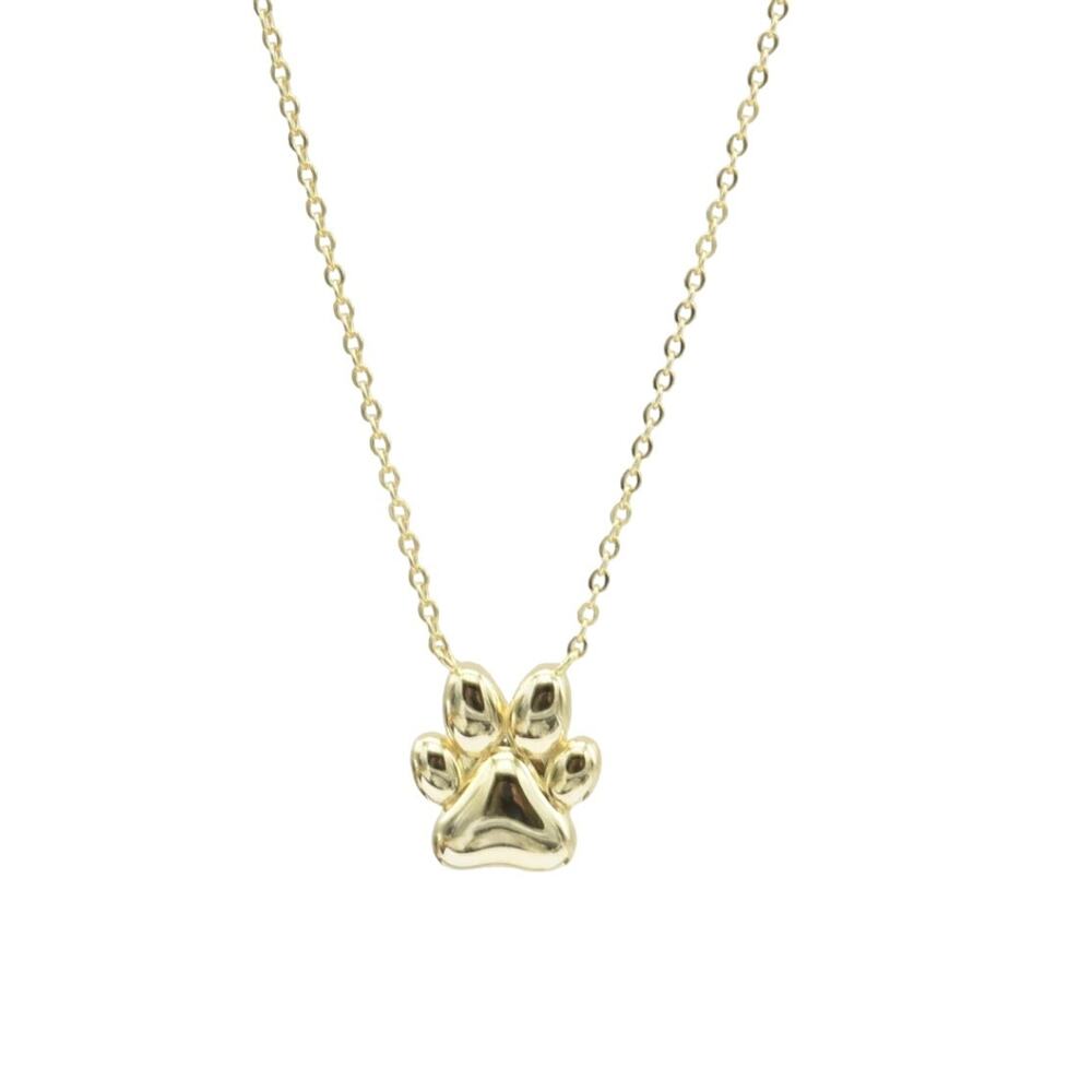 Stylish Dog Paw Pendant Gold Tone Necklace Show Your Love for Pets